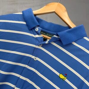 Masters Collection Golf Polo Shirt Blue‎ White Striped Pima Cotton XXL